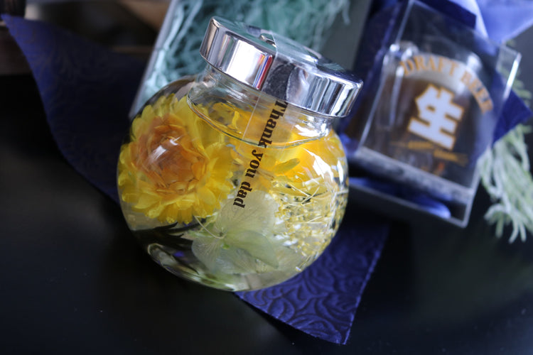 父の日ギフトBOXフラワー(イエロービールキャンドル)