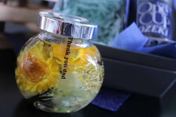 父の日ギフトBOXフラワー(イエロービールキャンドル)