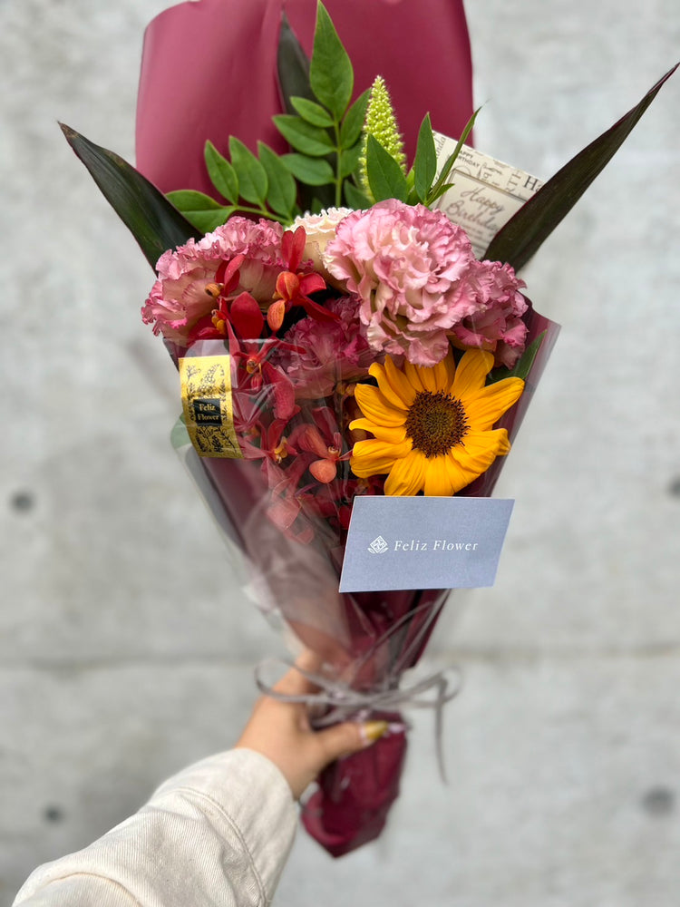 おまかせスタイリッシュ花束(モカラルビー&ひまわり)