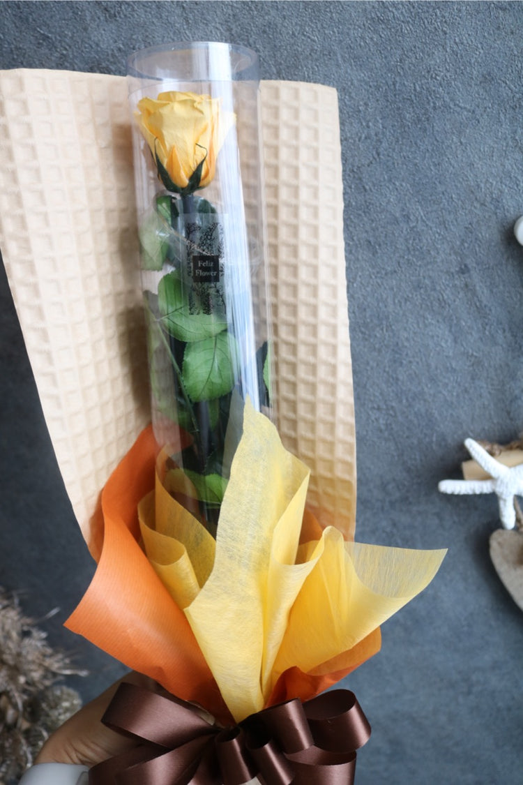 黄色のステムローズ〜preserved flower〜ラッピング付き