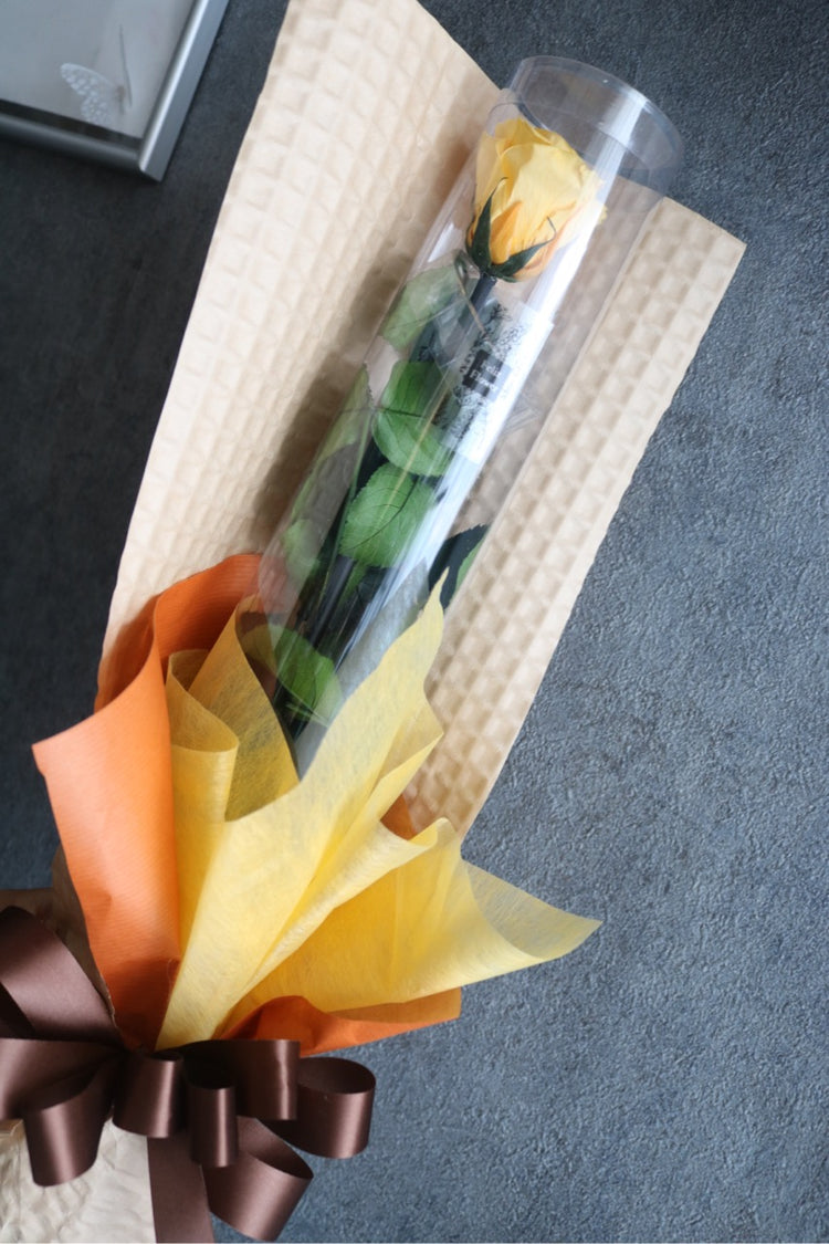 黄色のステムローズ〜preserved flower〜ラッピング付き
